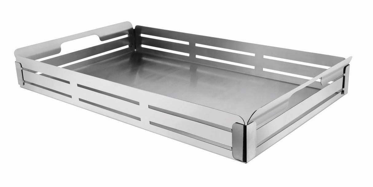 Crate Brushed Steel Black Trim 21x13 in Rectgular Buffet Tray