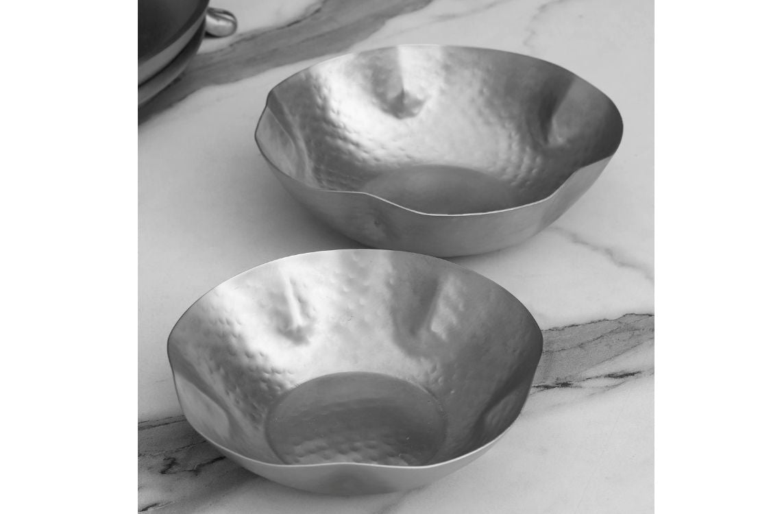 Torano Hammered Brushed Finish Round Bowl 5.5 D x 1.5 H in set of 2