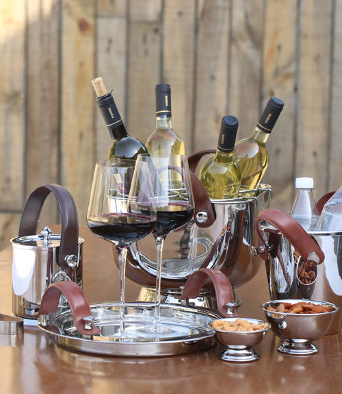 Club Mirror Steel 5Ltr Champagne Bucket with Leather Handle