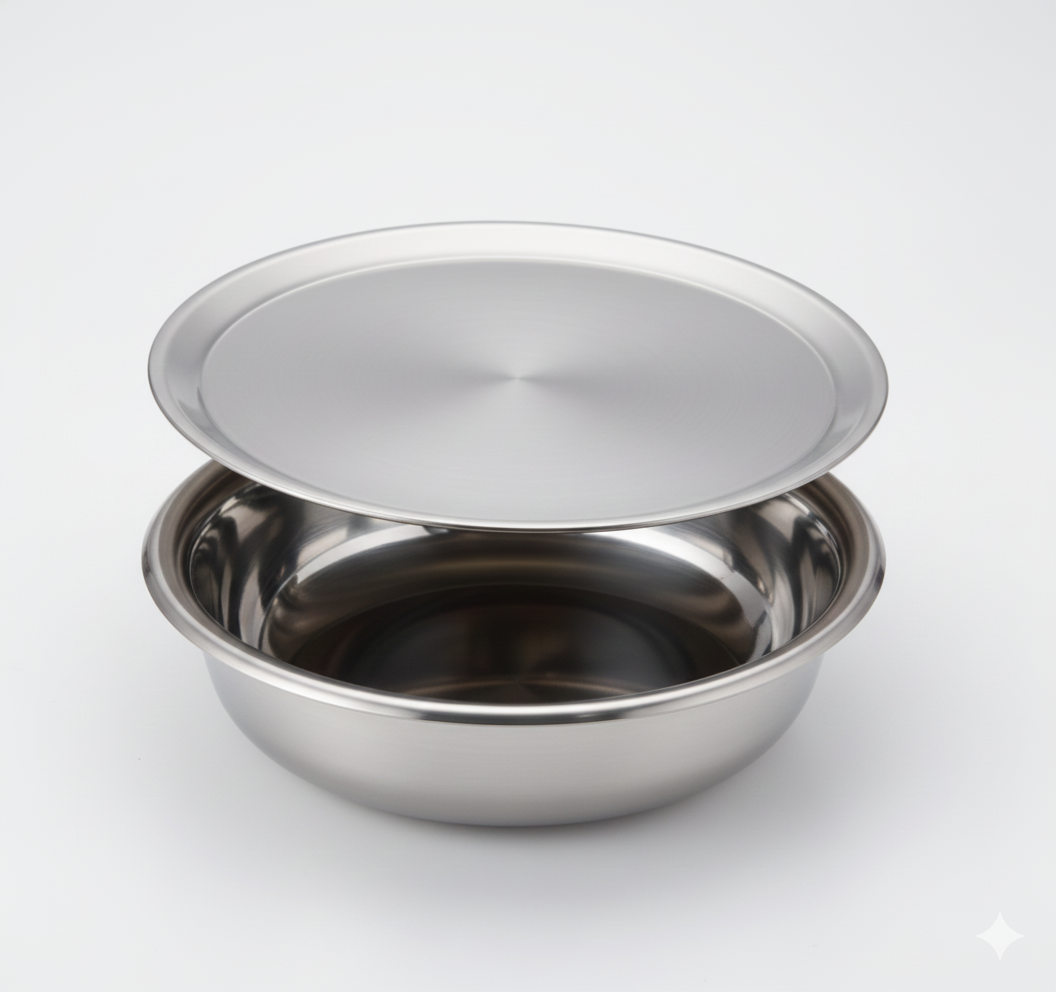 Mirror Steel Lid and Food Pan for 5 Ltr Handi Bowl