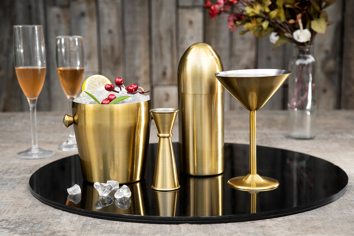 Vegas Gold Finish Barware Combo Set of 4 (QC to be Verified)