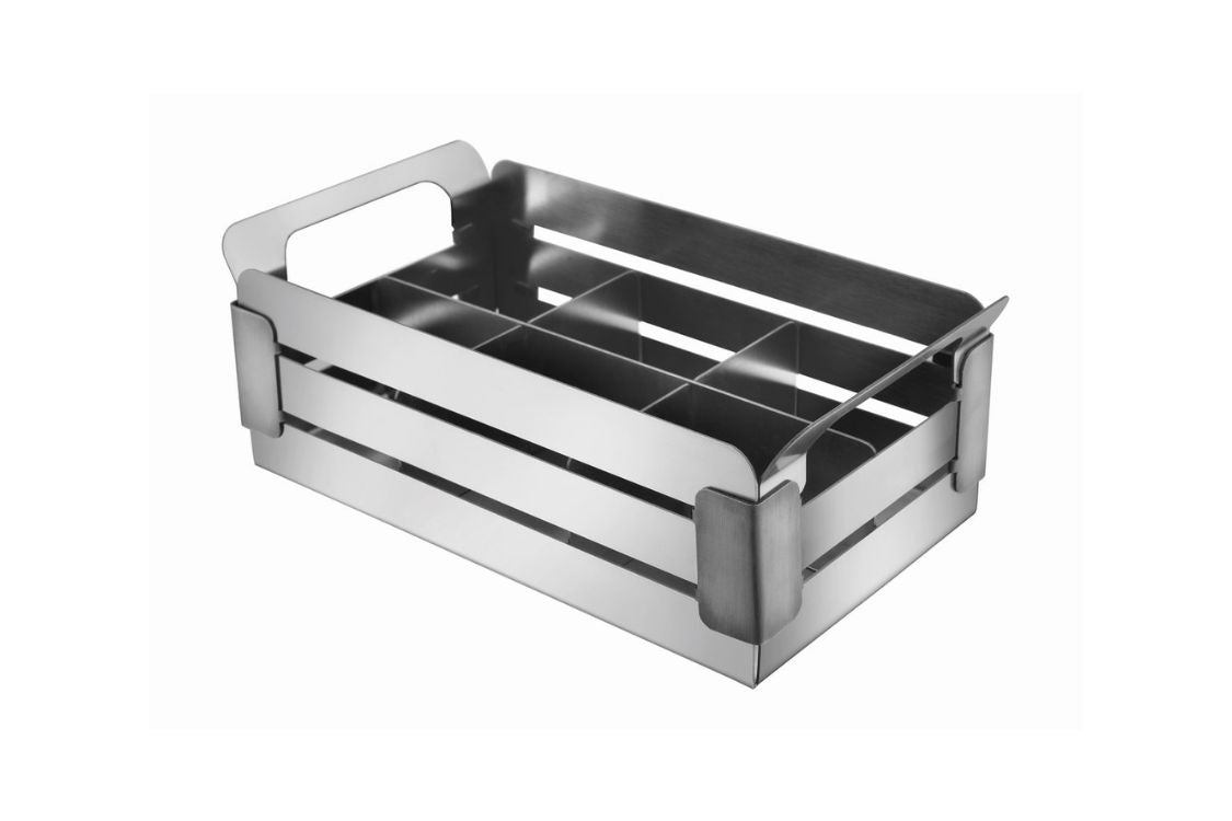 Crate Brushed Steel Black Trim Condiment Caddy with 6 Divider