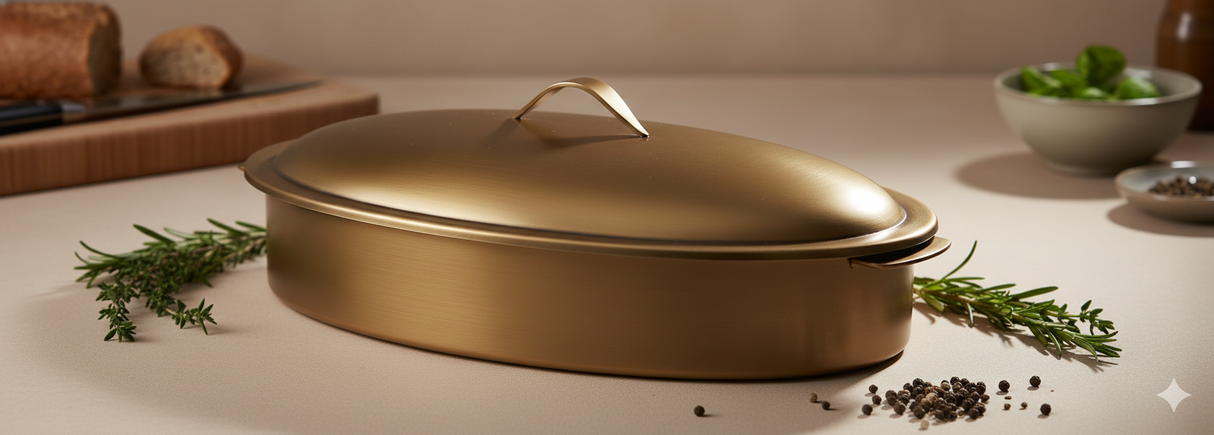 Vintage Gold Finish 8 Ltr Oval Chafing Dish