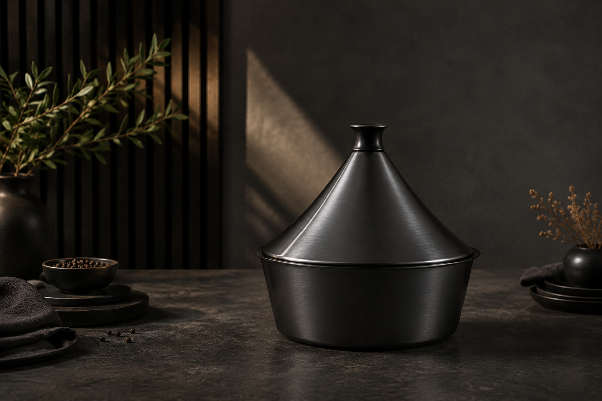 Skyserv Brushed Titanium Finish Tagine with Food Pan 4L