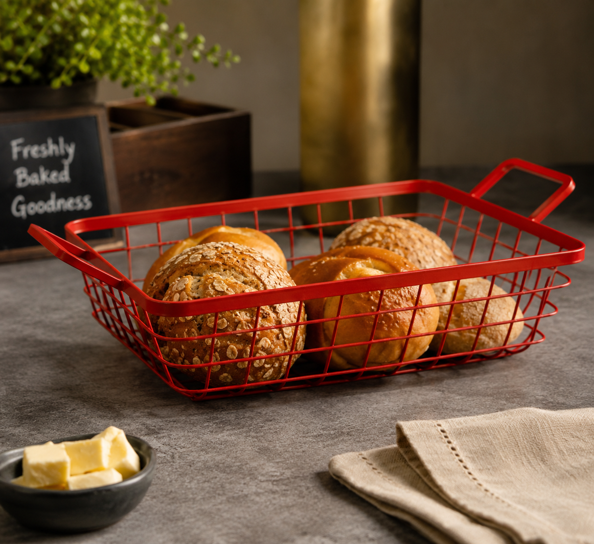 Calistoge Rectangle Basket Red