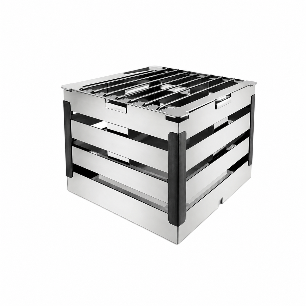 Crate Brushed Steel Black Trim 8in H Warm Riser with Grill