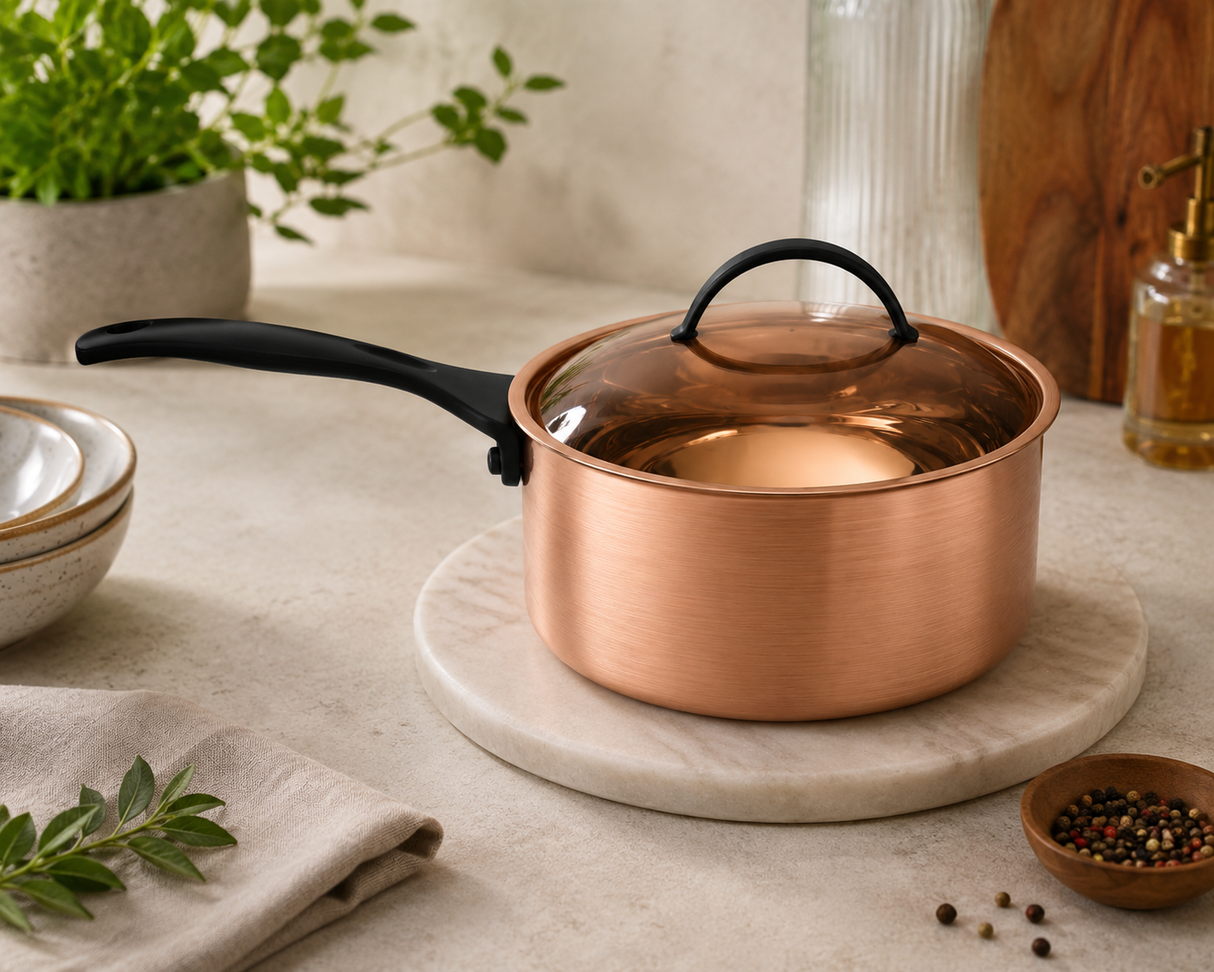 Skyserv Induction Copper Finish 7 Ltr Round Sauce Pan