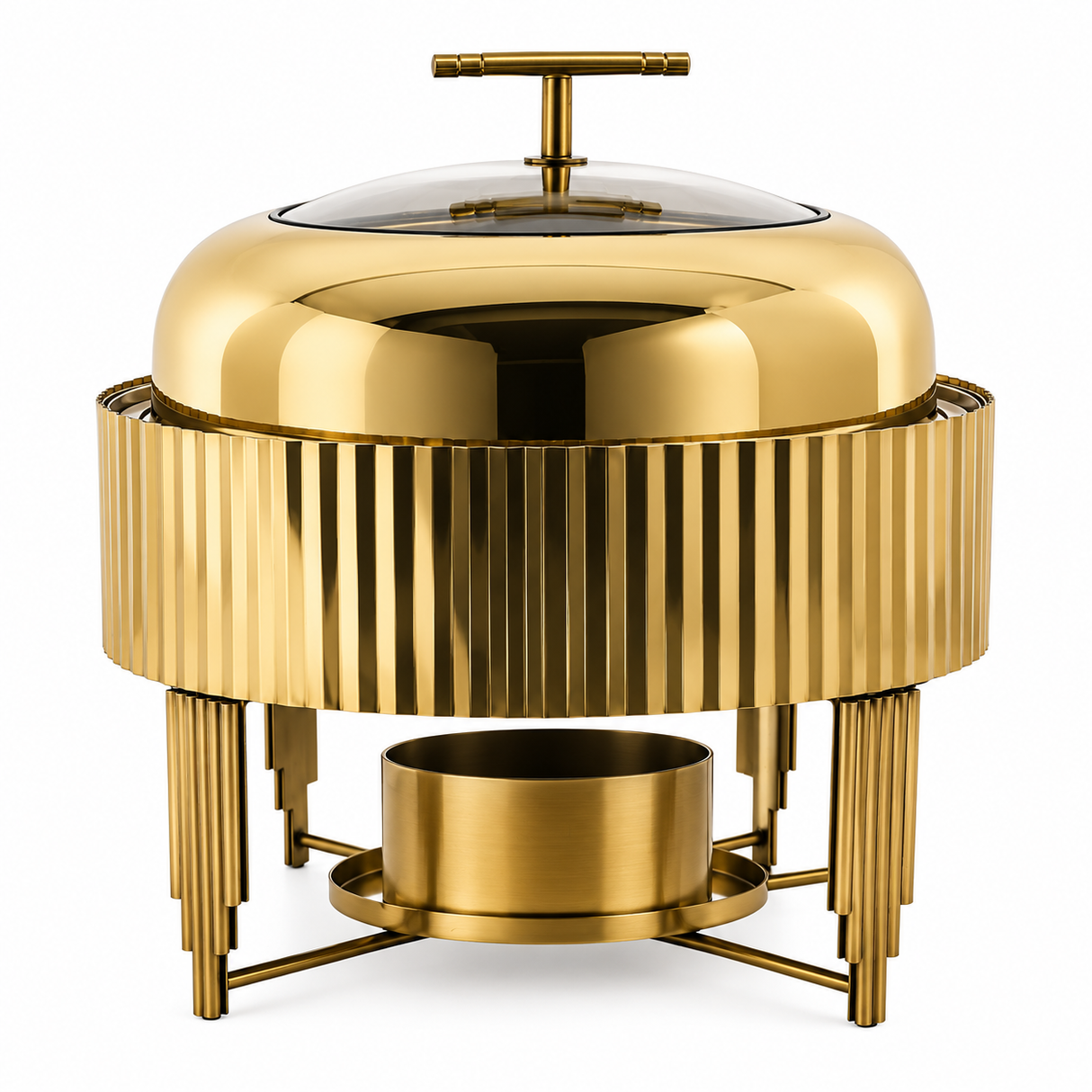 Waves Mirror Gold PVD Finish Chafing Dish 3 L (without Ring) (11.5 D x 11.5 H in)