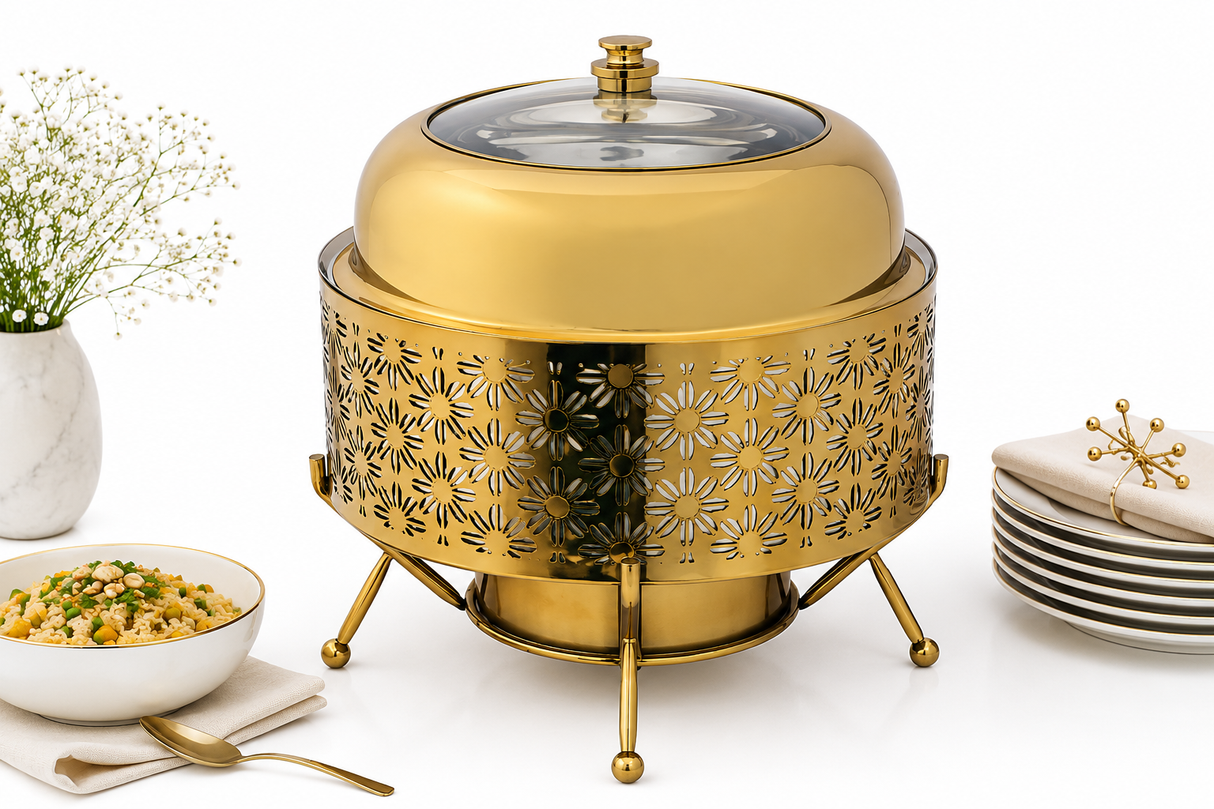Heriloom Gold PVD Finish Chafing Dish 6 L (14 D x 13.5 H in)