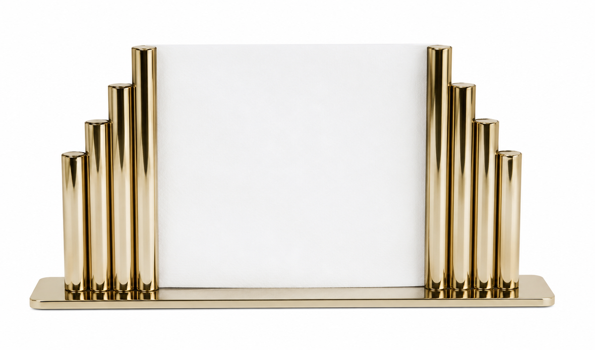 Waves Tag Holder Mirror Gold PVD Finish