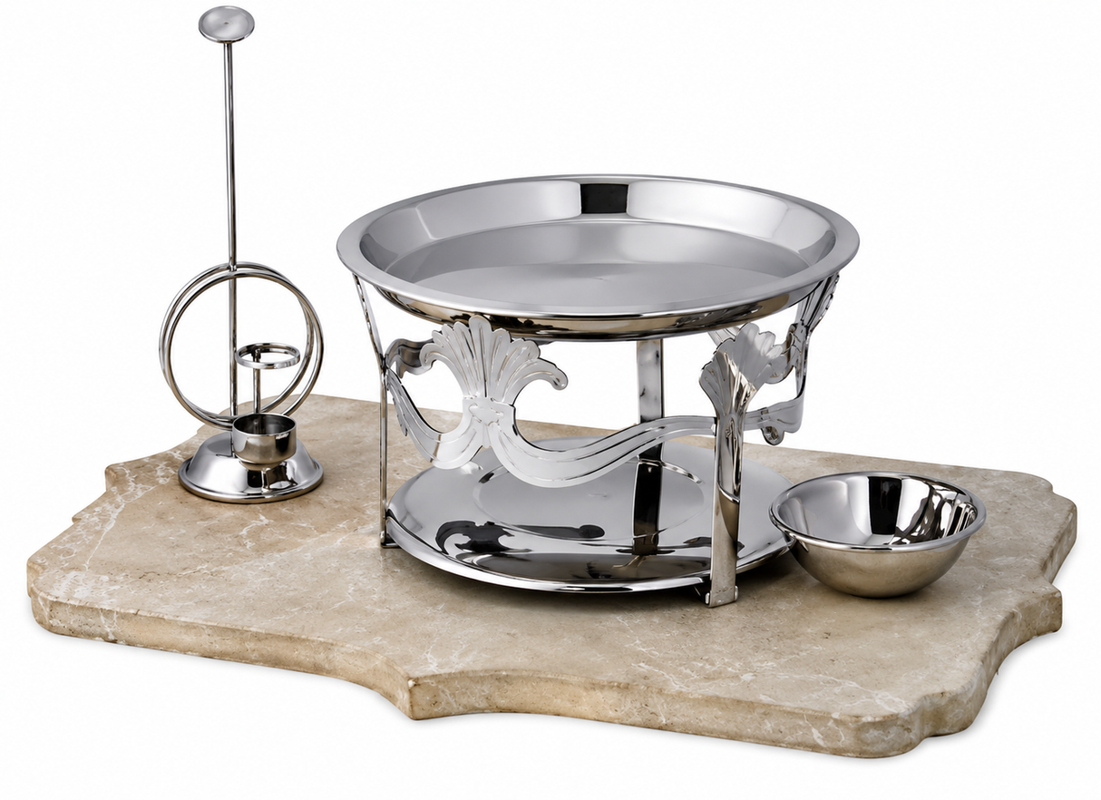 Baroque Silver Plated Snack Warmer Set