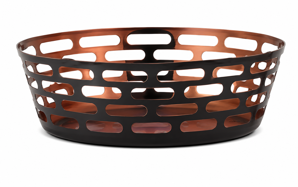 Sharp Mirror Copper Finish Stainless Steel Round Basket