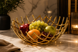 Stainless Steel Designer Fruit Bowl - Gold Finish