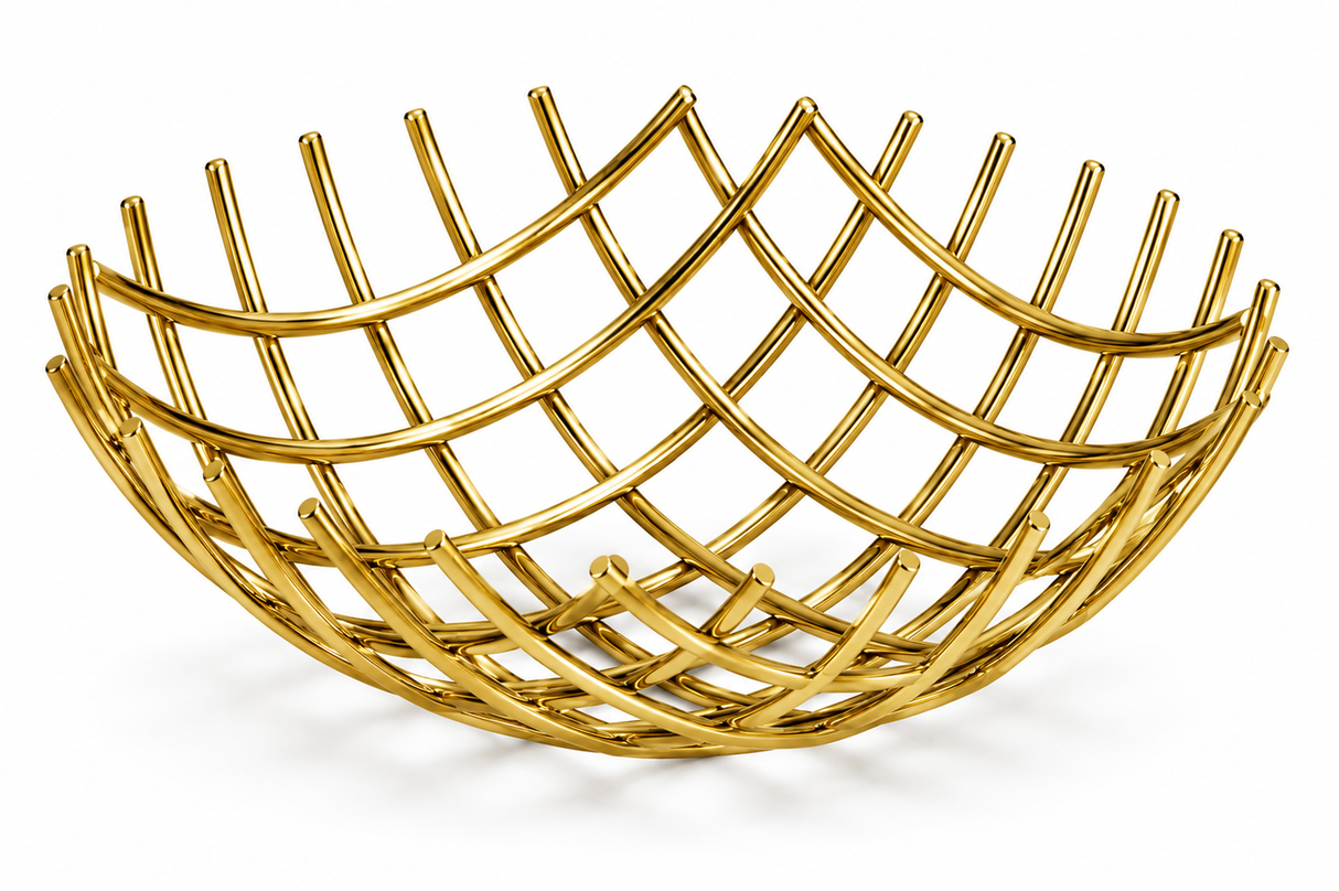 Stainless Steel Designer Fruit Bowl - Gold Finish