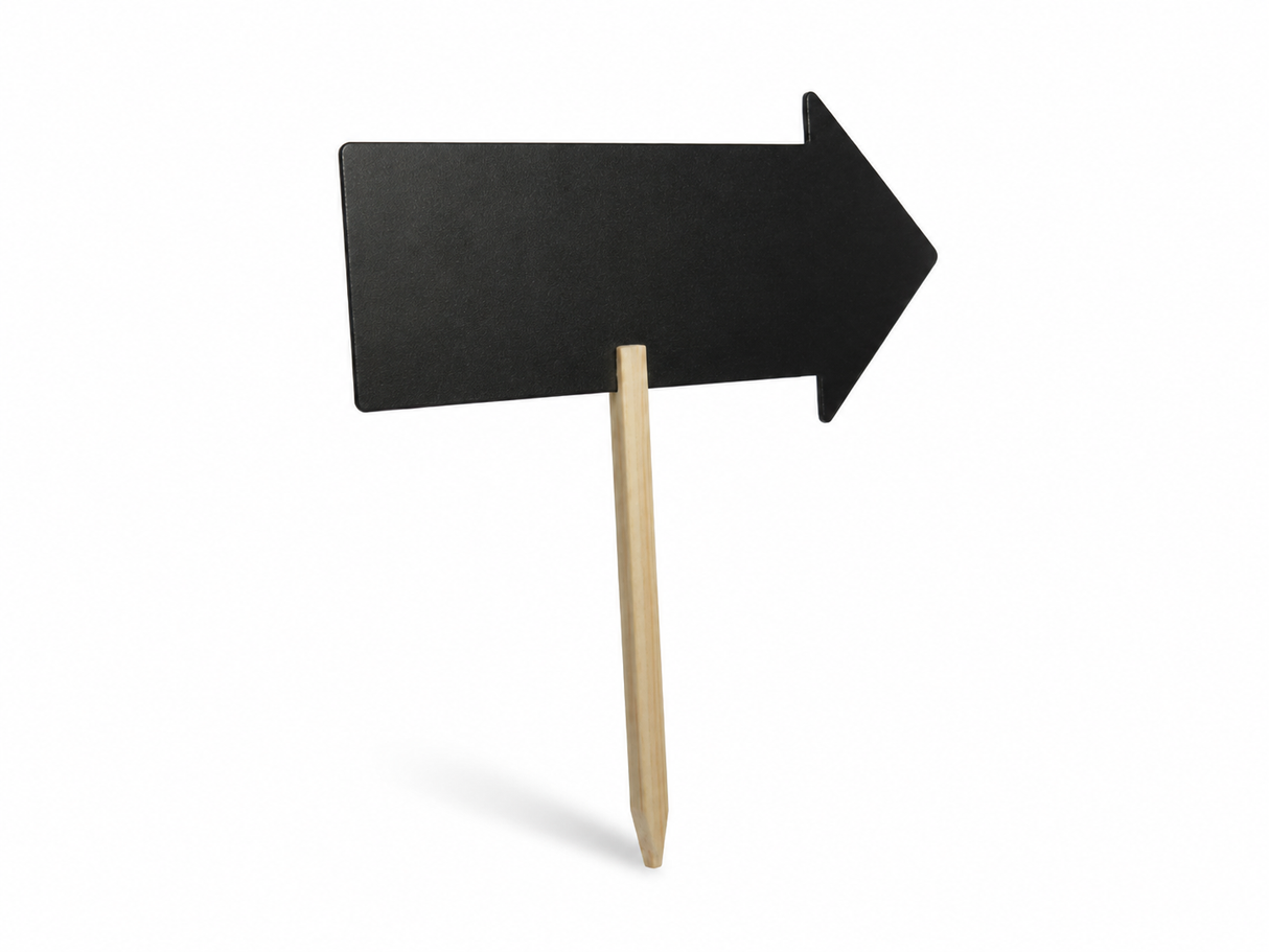 Arrow Chalk Board Sign Wooden Stand with Spike and Chalk Marker (73L x 45W x 2.5H cm)