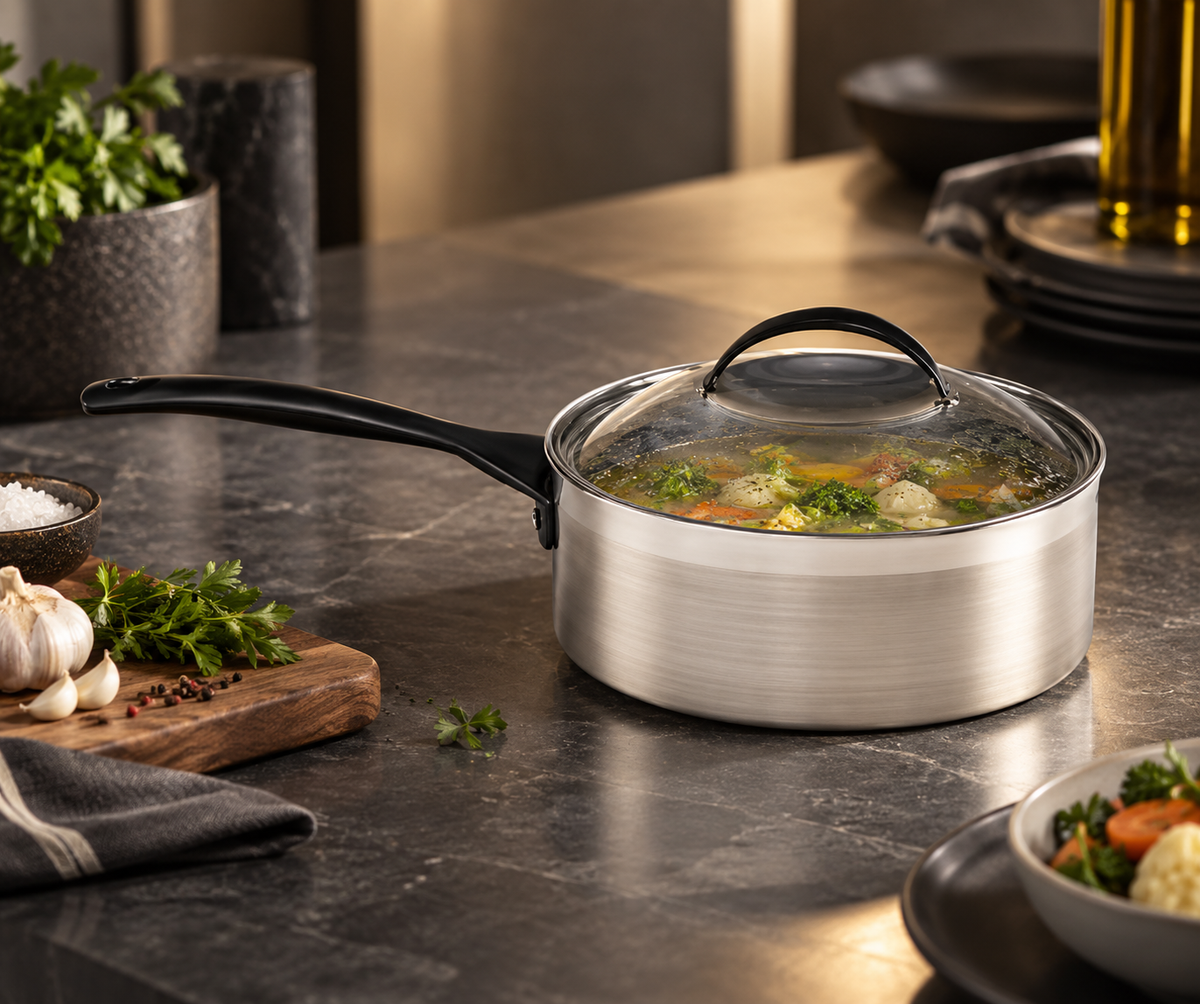Skyserv Induction Dual Finish Steel 5 Ltr Round Sauce Pan