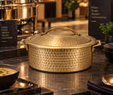 Skyserv Induction Brushed Gold PVD Finish 6 Ltr Round Dutch Oven With Food Pan
