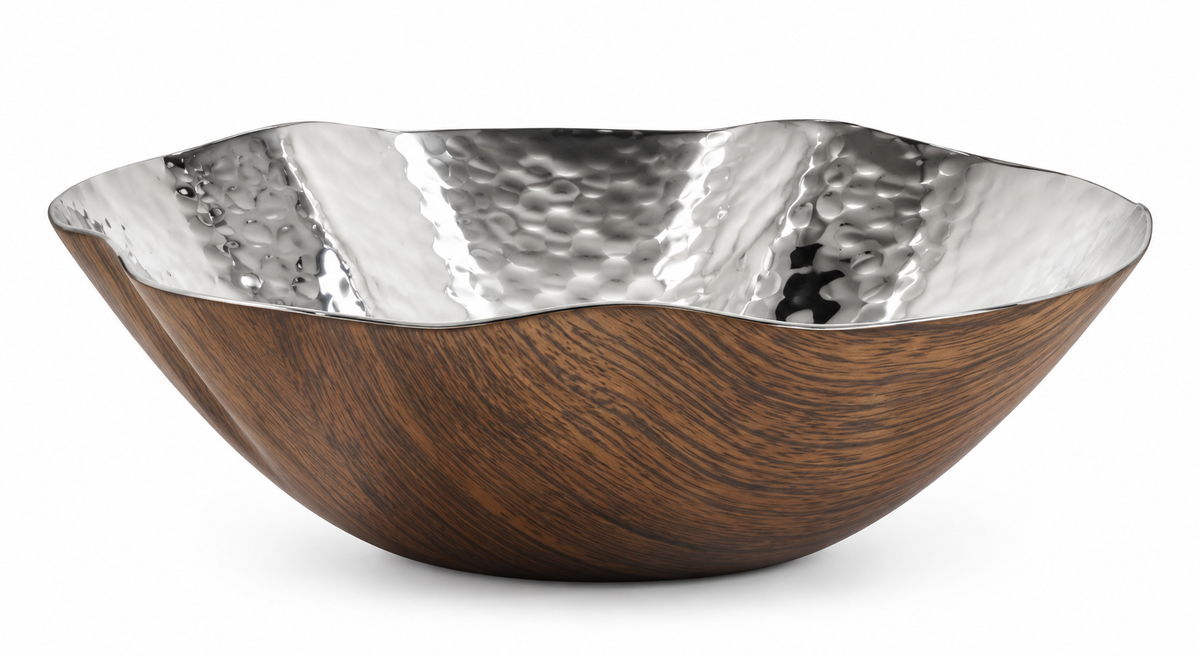 Torano Wood Finish Nut Round Bowl 6.5 D x 2 H in