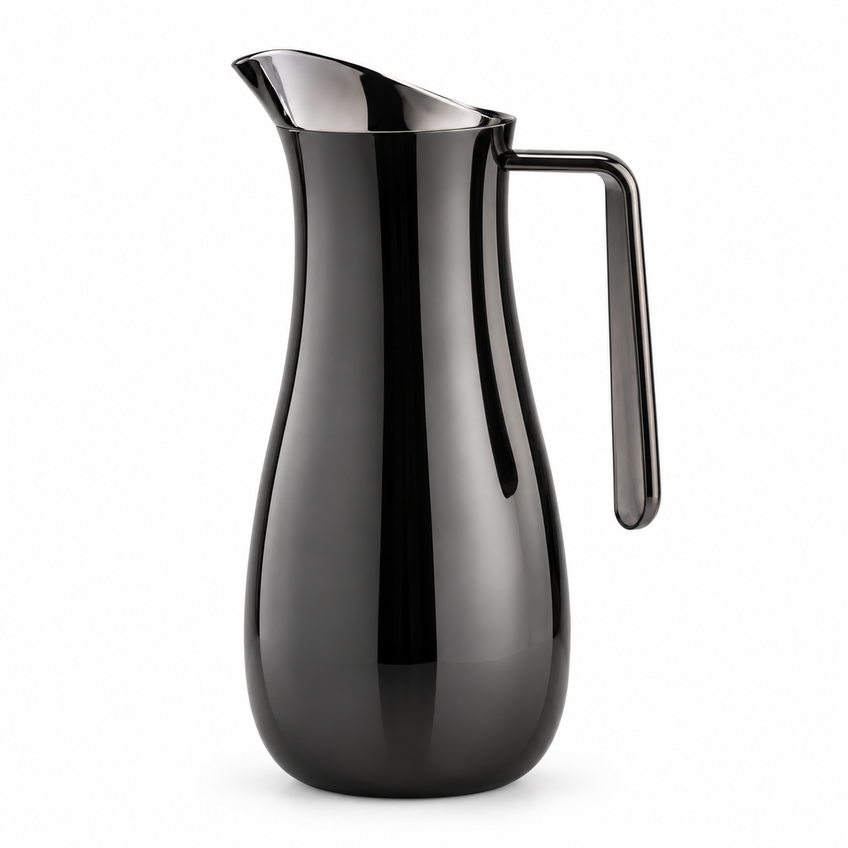 Erik Bagger Mirror Steel Black Finish 64 oz Water Pitcher with Steel Handle (10H in)