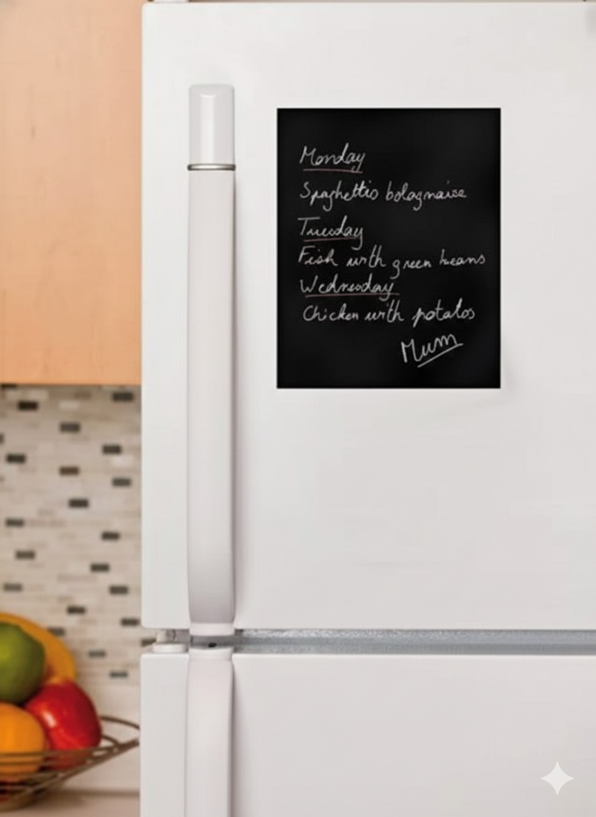 Silhouette Square Chalk Board with Chalk Marker and Wall Velcro Mounting Strips (35L x 30W cm)