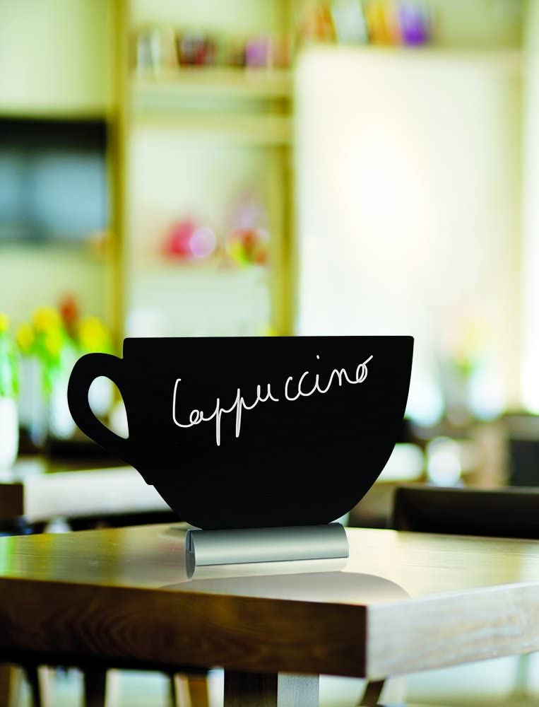 Silhouette Cup Wood Base Table Chalk Board with Chalk Marker (22L x 33W x 6H cm)