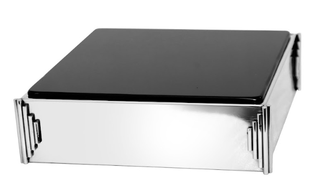 Waves Mirror Steel Finish Square Induction Cover Stand (12.32L x 12.32W x 3.26H)