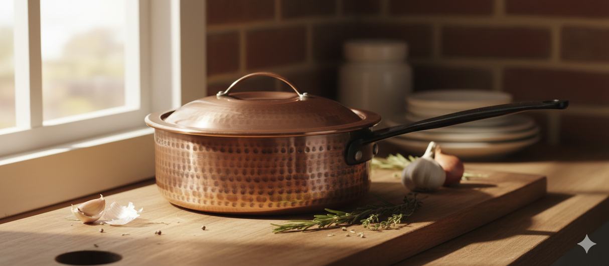 Skyserv Induction Burnt Copper Finish 3 Ltr Sauce Pan With Food Pan