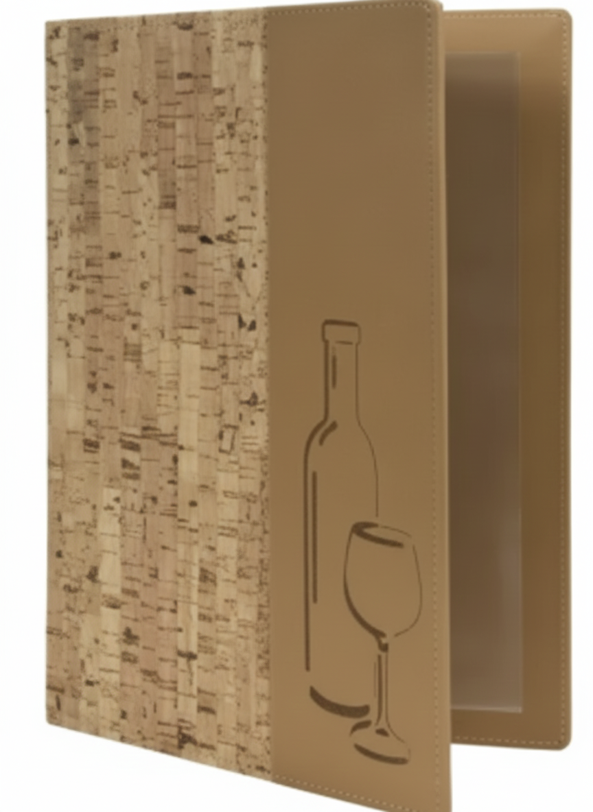 Design Leather Style A4 Beverage Holder-Displays 8 A4 Pages-with 2 Double Inserts 34L x 24.5W x 1H c