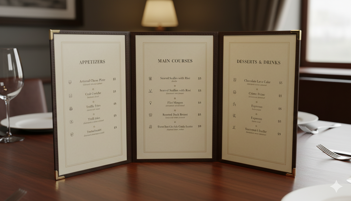 Crystal Transparent Double A4 Menu Holder-Displays 6 A4 Page-Set of 3 38L x 26W x 2.5H cm