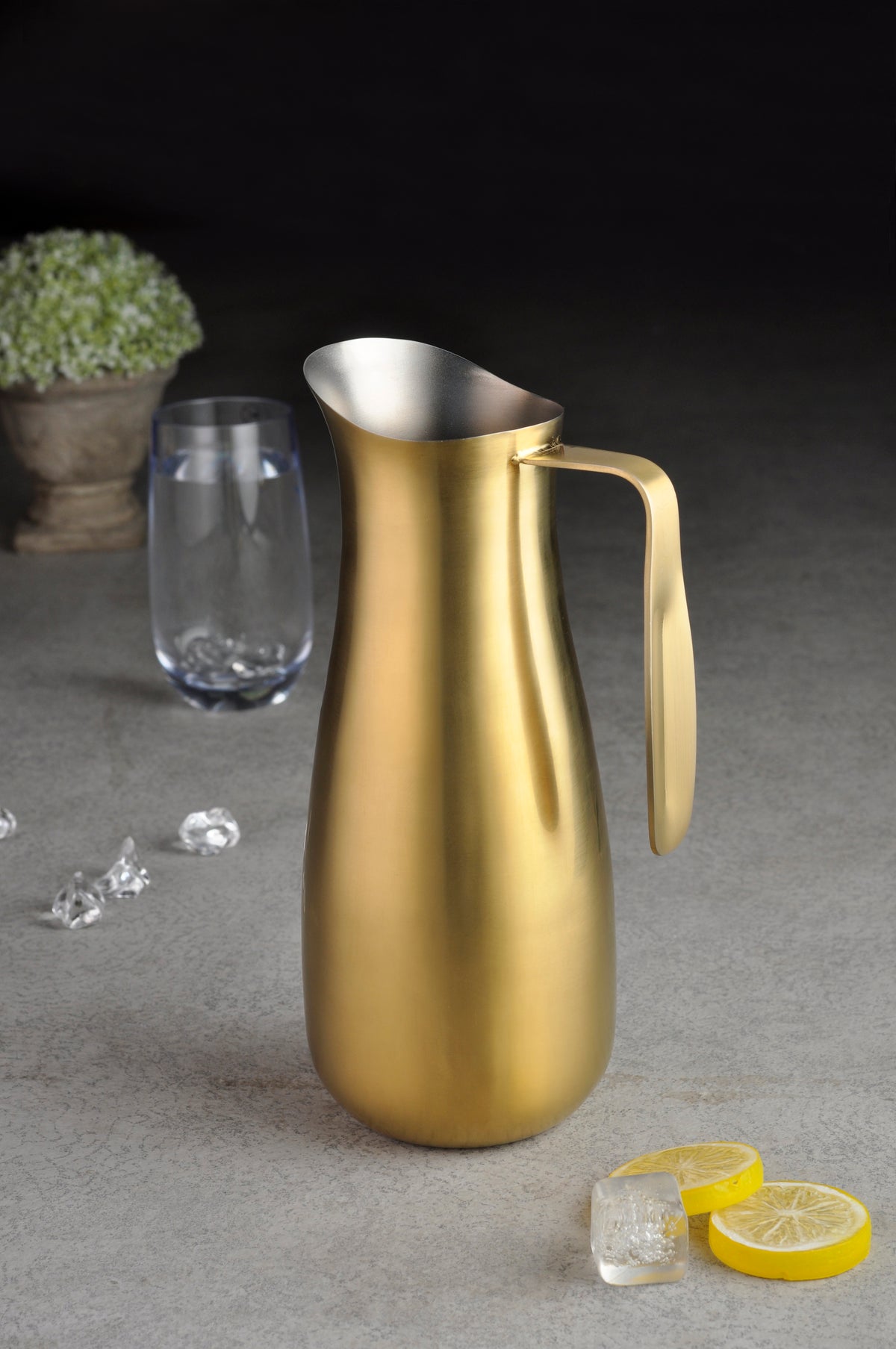 Erik Bagger Mirror Steel Gold Finish 64 oz Water Pitcher with Steel Handle