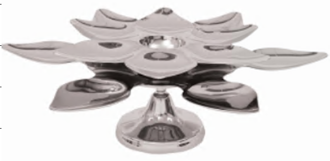 Lotus Mirror Steel Pedestal Snack Server
