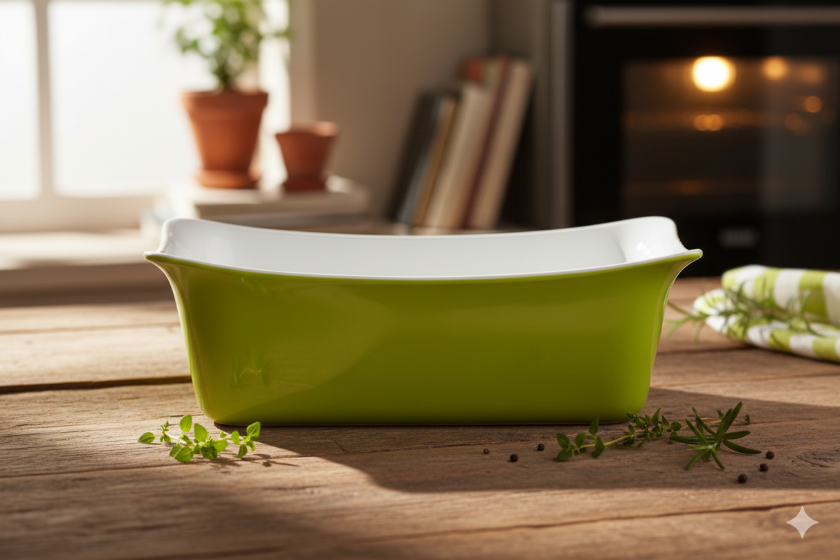 Dalebrook Green & White 1/4 Sz Melamine Fleur Crock (12.7 L x 6.5 W x 4 H In)
