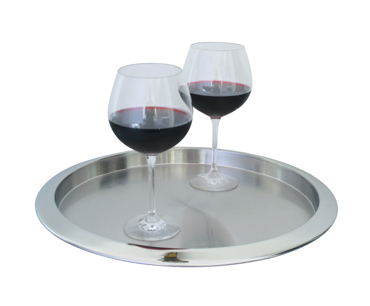Jeeves Brushed Steel 18 in Round Bar Tray