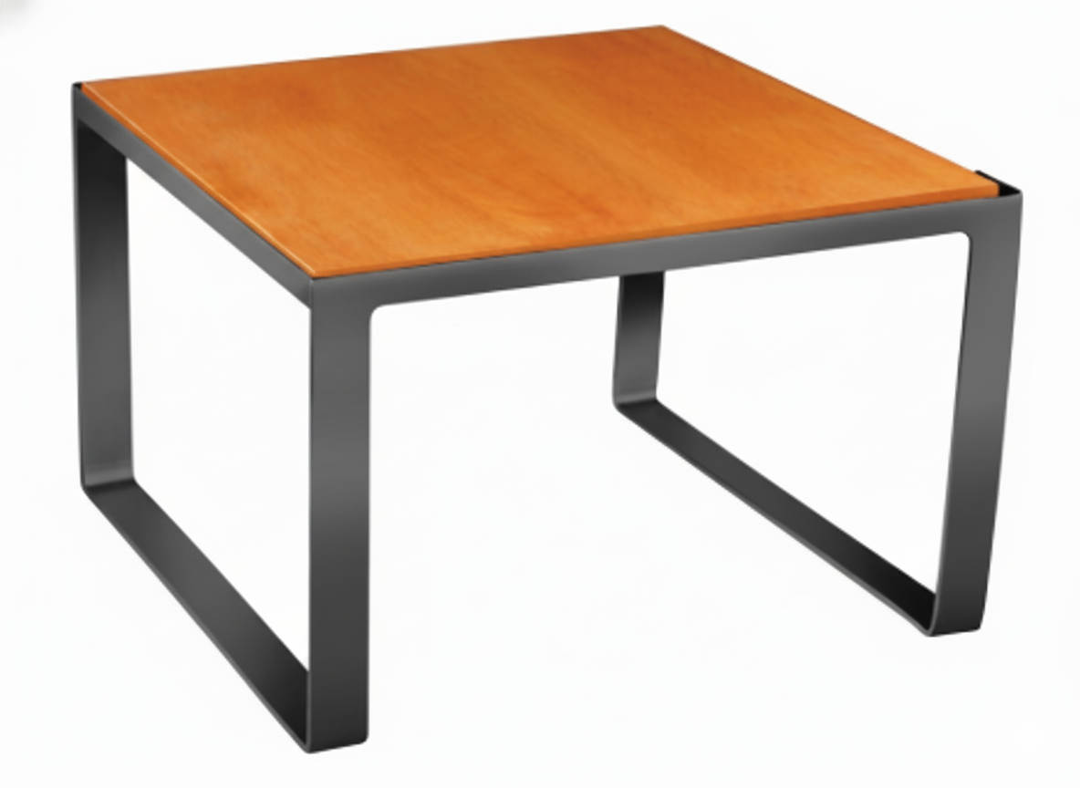 Industrial Matt Black 9.25x9.25x6in Square Riser with Wood Top